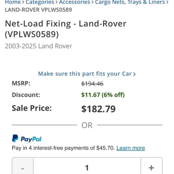 Land Rover Accessory Kit - Cargo Net - Picture 3 of 4